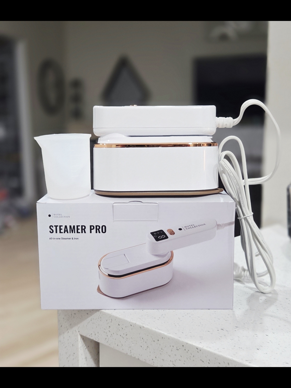 Hotel Collection Steamer Pro Handheld Fabric Steamer/Iron in White